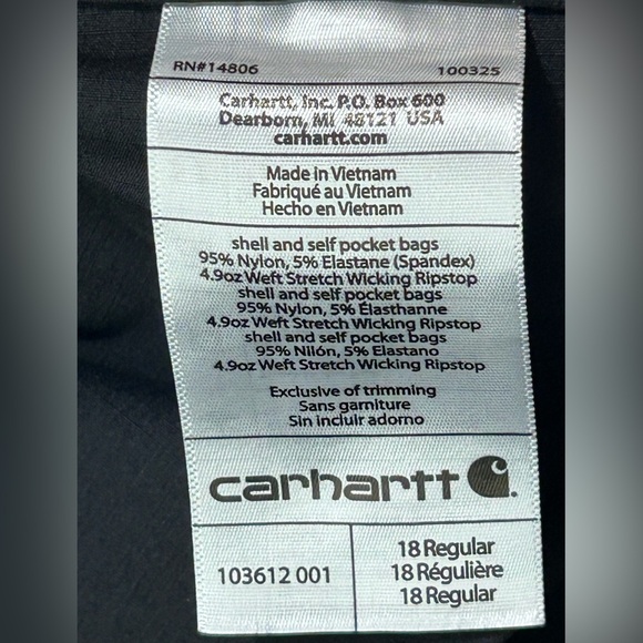 Carhartt Women's Straight Fit Force Madden Cargo Black Capris Size 18 - Picture 8 of 12